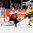 PRAGUE, CZECH REPUBLIC - MAY 3: Sweden's Oscar Moller #45 with a scoring chance against Austria's Bernhard Starkbaum #29 during preliminary round action at the 2015 IIHF Ice Hockey World Championship. (Photo by Andre Ringuette/HHOF-IIHF Images)

